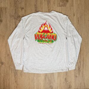 Vintage Hanes Volcano Store Long Sleeve T-Shirt Hawaii Gray XL Flame Graphic